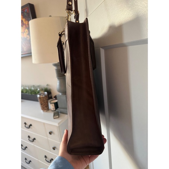 Dooney Bourke Dark Brown Leather Tote Bag Shoulder Bag Crossbody - Picture 5 of 16